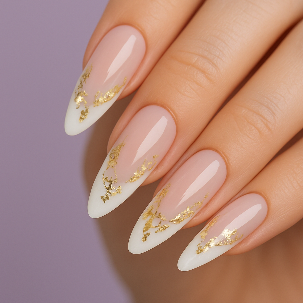 Francesinha amêndoa com detalhes em dourado